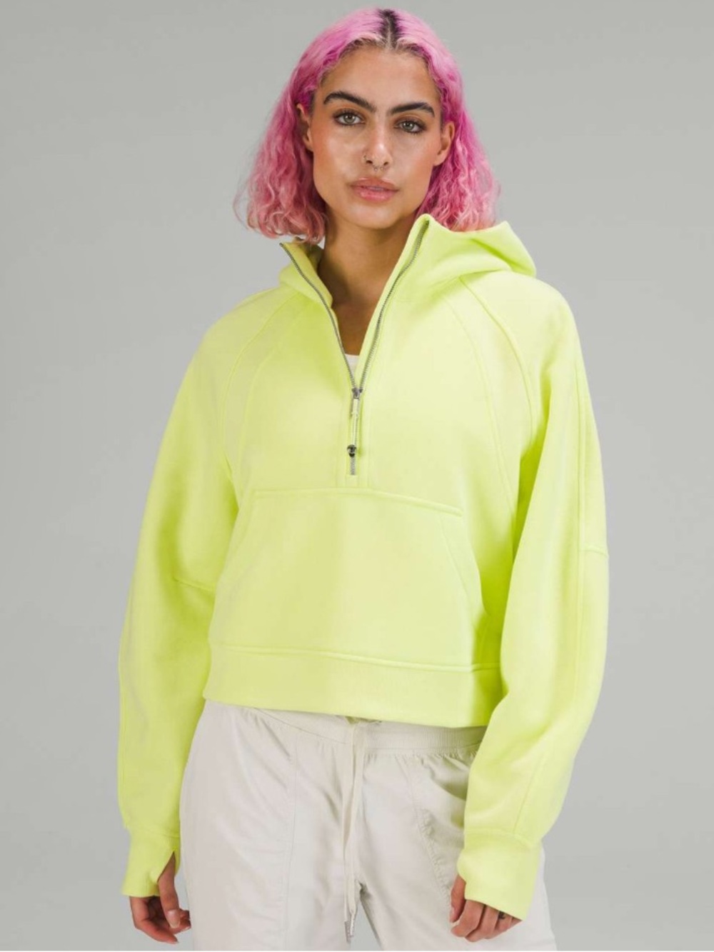 lululemon Scuba 1/2 zip Electric Lemon Oversized Half-Zip Hoodie M/L